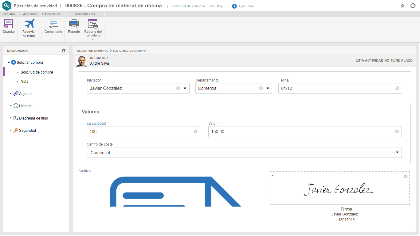 Formulario de solicitud de compra