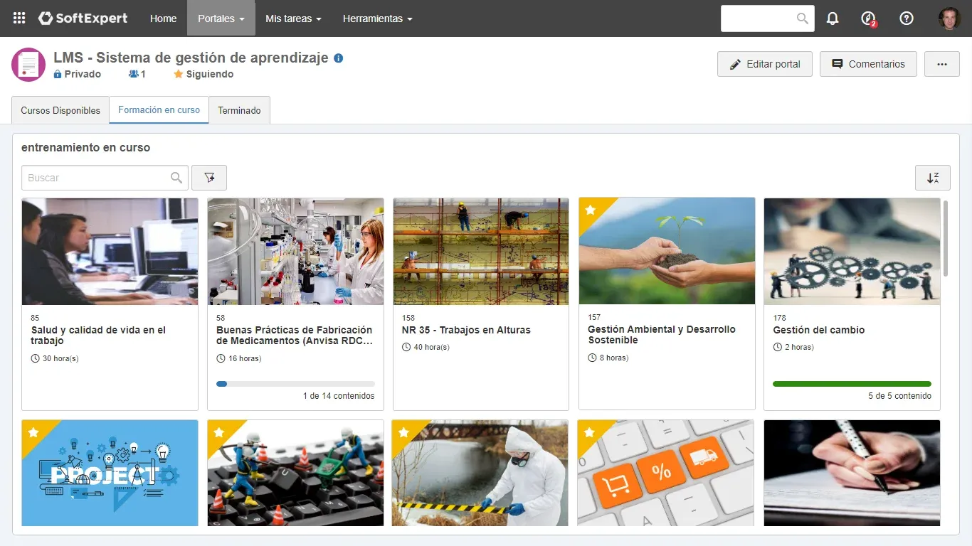 Haga seguimiento y gestione los cursos en curso