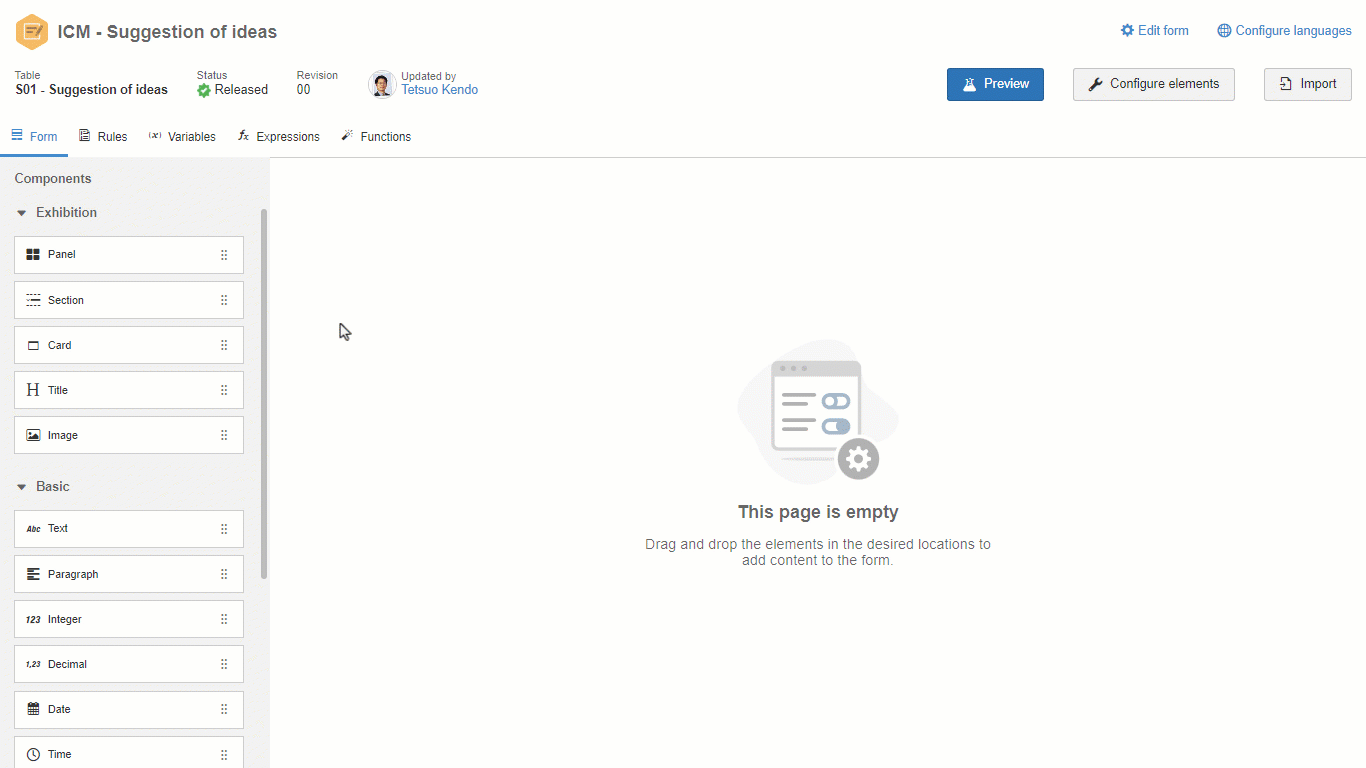 Customized forms for registering ideas