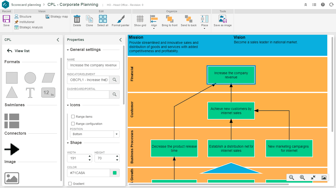 Strategy map editor