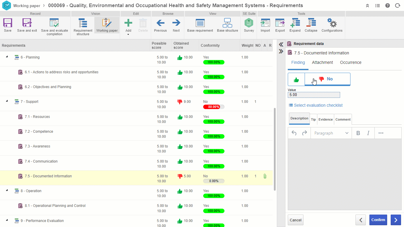 Execute audits and maintain a complete evidence record