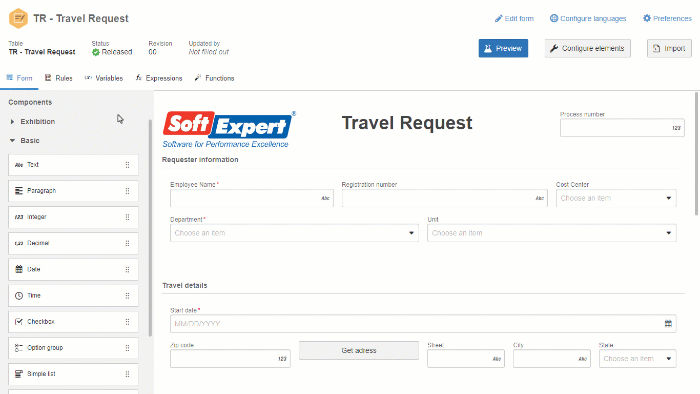 Electronic forms editor