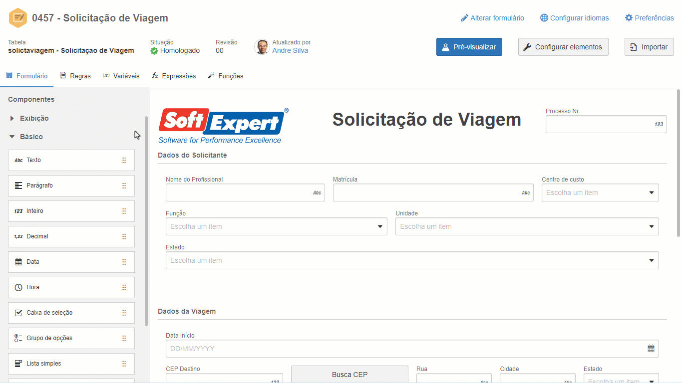 Editor de formulários eletrônicos