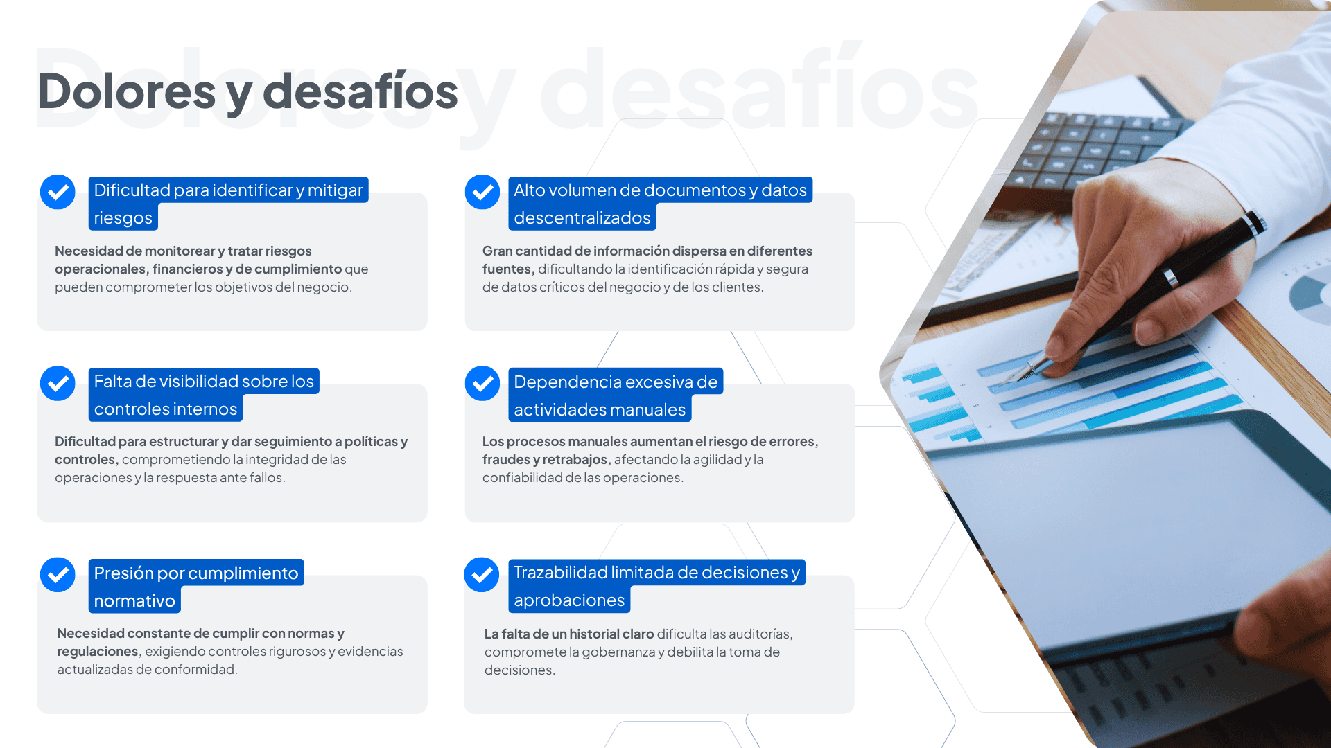 Puntos de dolor y desafíos